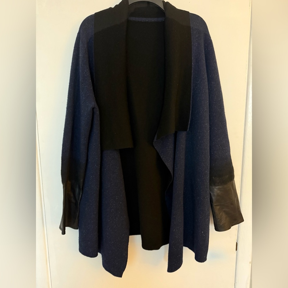 Vince mixed media needle punch drape cardigan
